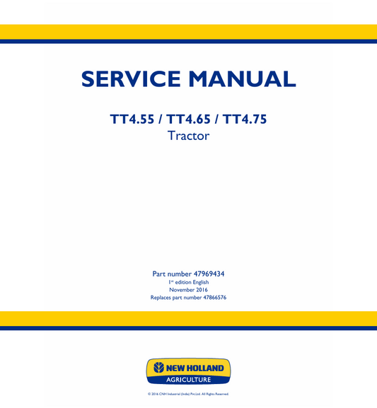 New Holland TT4.55, TT4.65, TT4.75 TRACTOR 47969434 Service Manual PDF