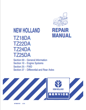 New Holland TZ18DA, TZ22DA, TZ24DA, TZ25DA Tractor Repair Manual 87350101 PDF