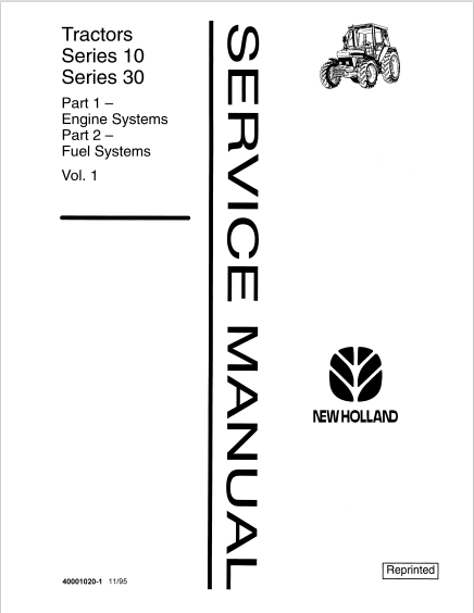 New Holland Tractors Series 10, 30 Service Manual 40001020 PDF