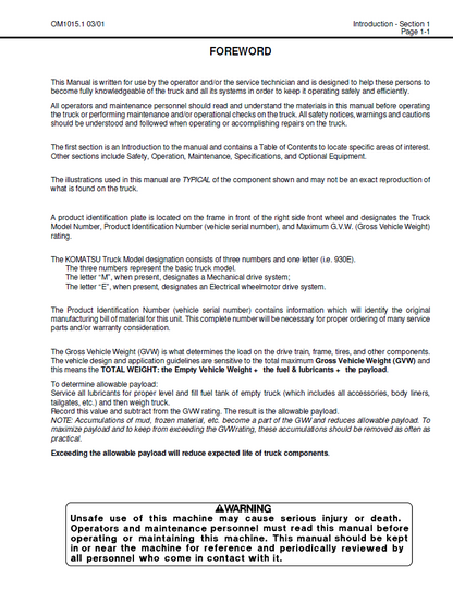 Official Komatsu 330M Operation & Maintenance Guide - DG748