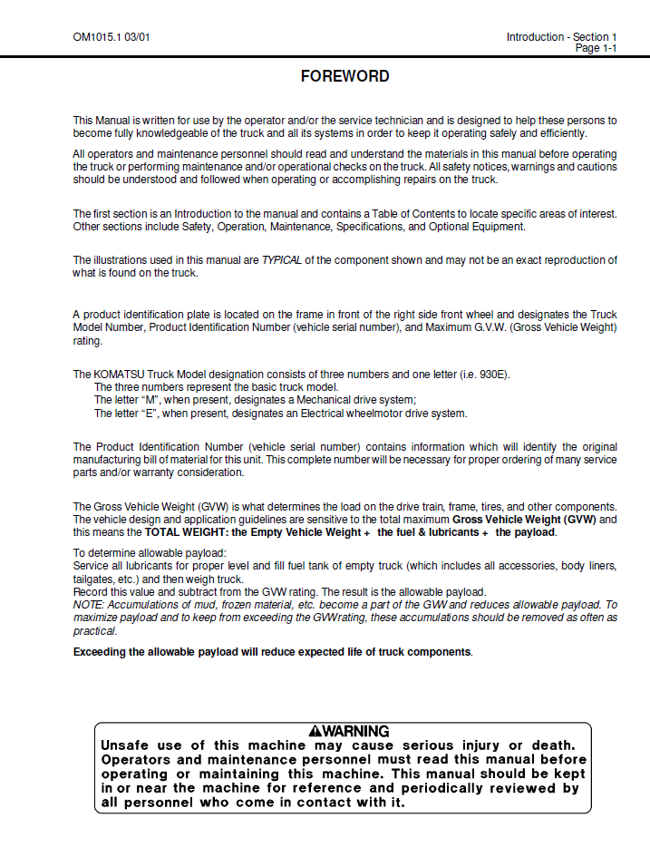 Official Komatsu 930E-2 Operation & Maintenance Guide - DG750