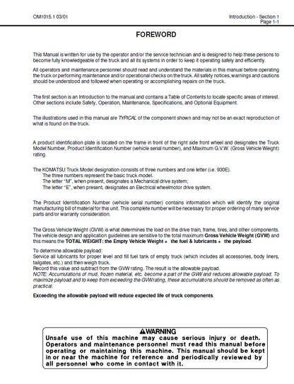 Official Komatsu 930E-2 Operation & Maintenance Guide - DG750