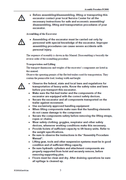Official Komatsu PC8000 Field Erection & Assembly Guide - FAMPC8000-06