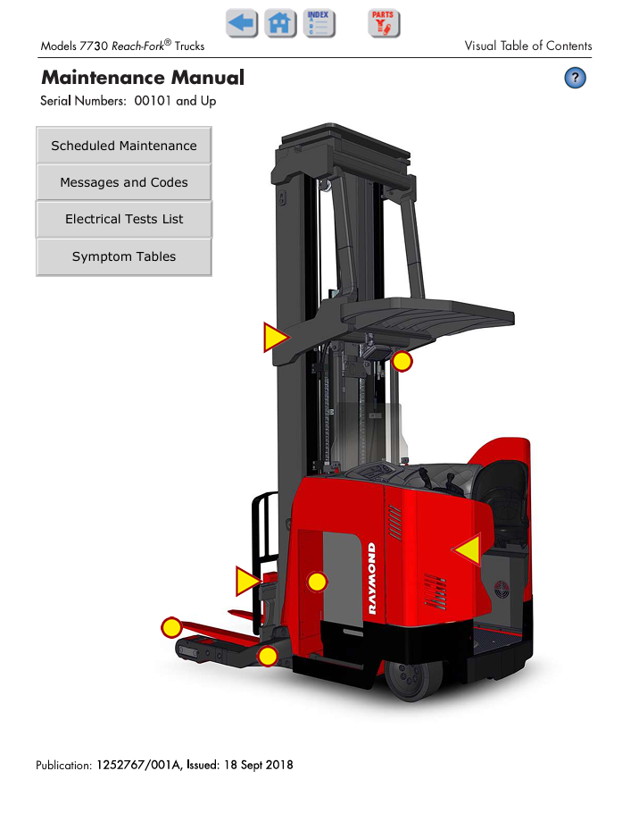 Raymond Reach-Fork Truck 7730 Maintenance Manual