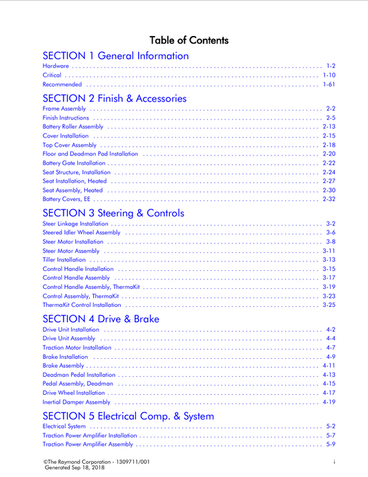 Raymond Reach-Fork Truck 7730 Parts Manual PDF 