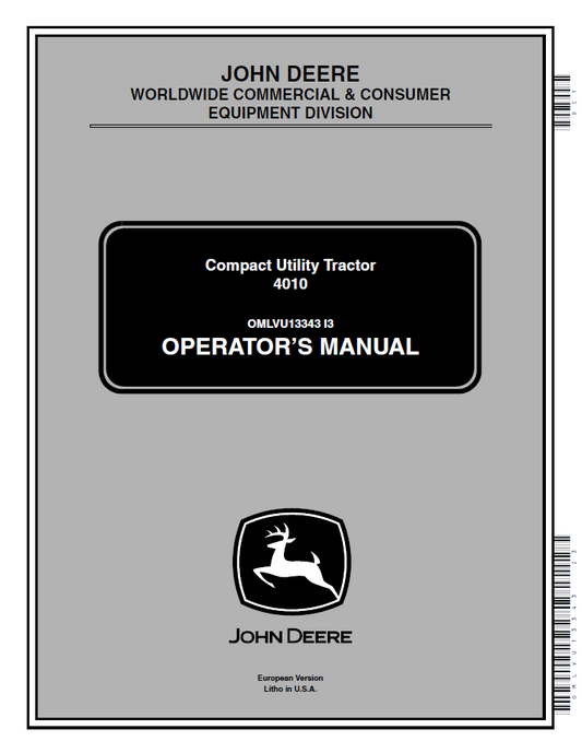 John Deere 4010 Compact Utility Tractors Operator Manual OMLVU13343 PDF