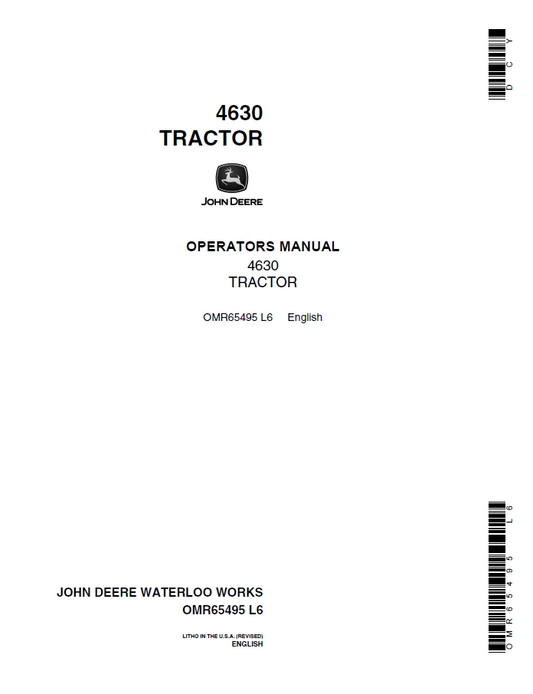 John Deere 4630 Tractors Operator Manual OMR65495 PDF