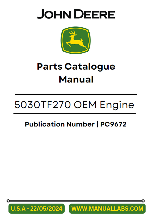 John Deere 5030TF270 OEM Engine Parts Catalogue Manual PC9672 PDF