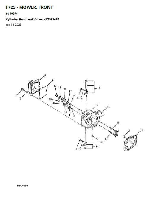 John Deere F725 Mower, Front Parts Catalogue Manual PC10374 PDF