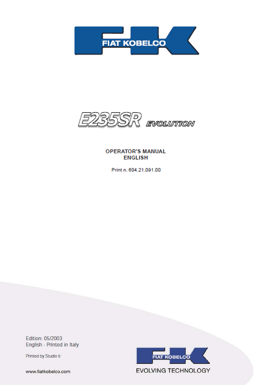 Kobelco Machine Crawler Excavator E235sr Evolution Operator Manual PDF