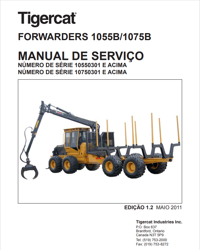 Tigercat 1055B, 1075B Forwarder Service Manual 38543A