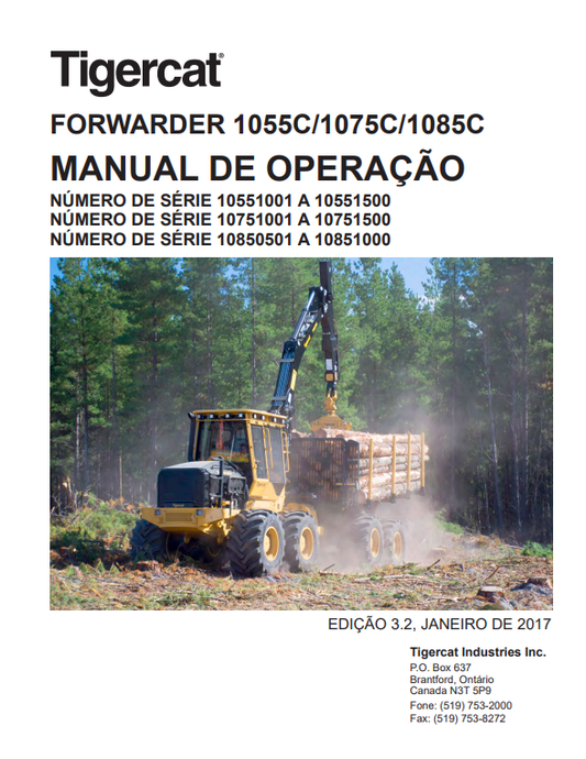 Tigercat 1055C, 1075C, 1085C Forwarder Operating Manual 44482AENG