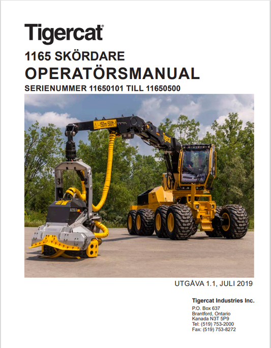 Tigercat 1165 Harvester Operator Manual 