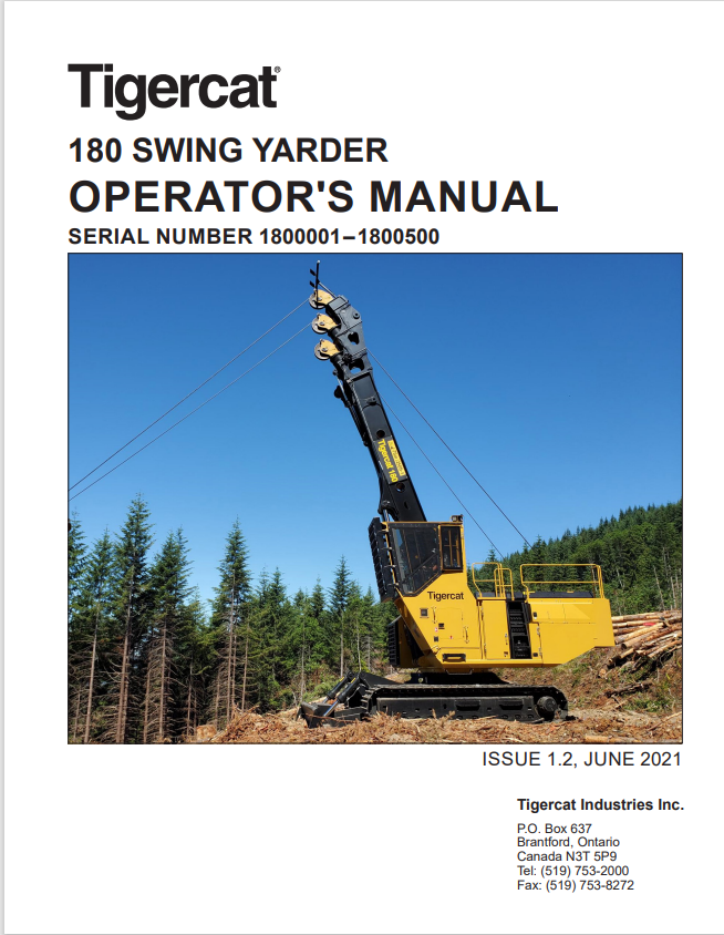 Tigercat 180 Swing Yarder Operator Manual 62846AENG