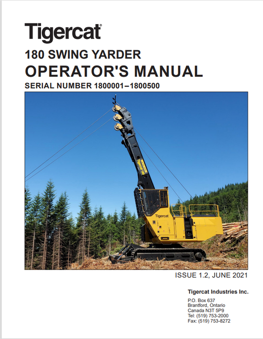 Tigercat 180 Swing Yarder Operator Manual 62846AENG