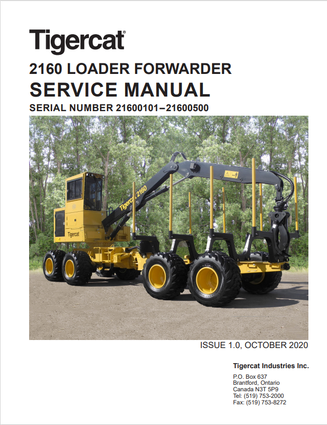 Tigercat 2160 Loader Forwarder Service Manual 51954AENG