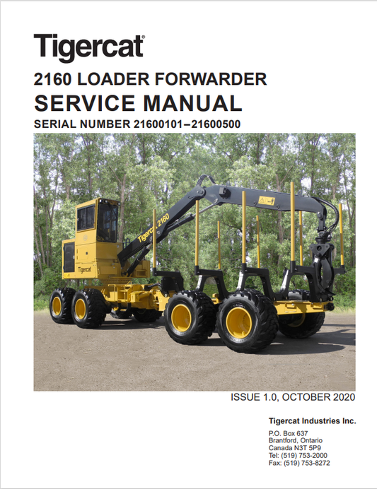 Tigercat 2160 Loader Forwarder Service Manual 51954AENG