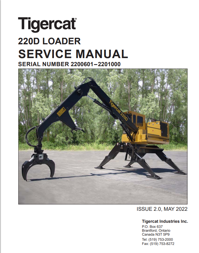 Tigercat 220D Loader Service Manual 33588A