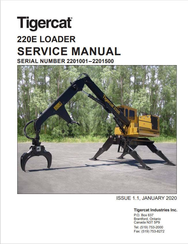 Tigercat 220E Loader Service Manual 56378AENG