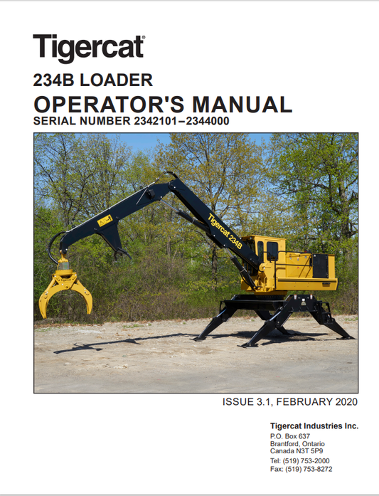 Tigercat 234B Loader Operator Manual 45700AENG