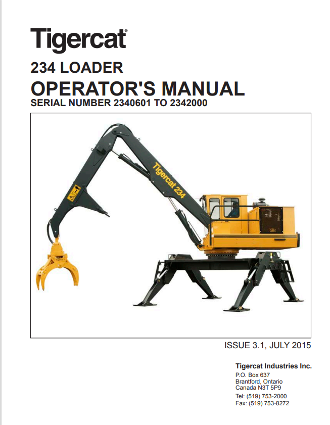 Tigercat 234 Loader Operator Manual 29466A 1