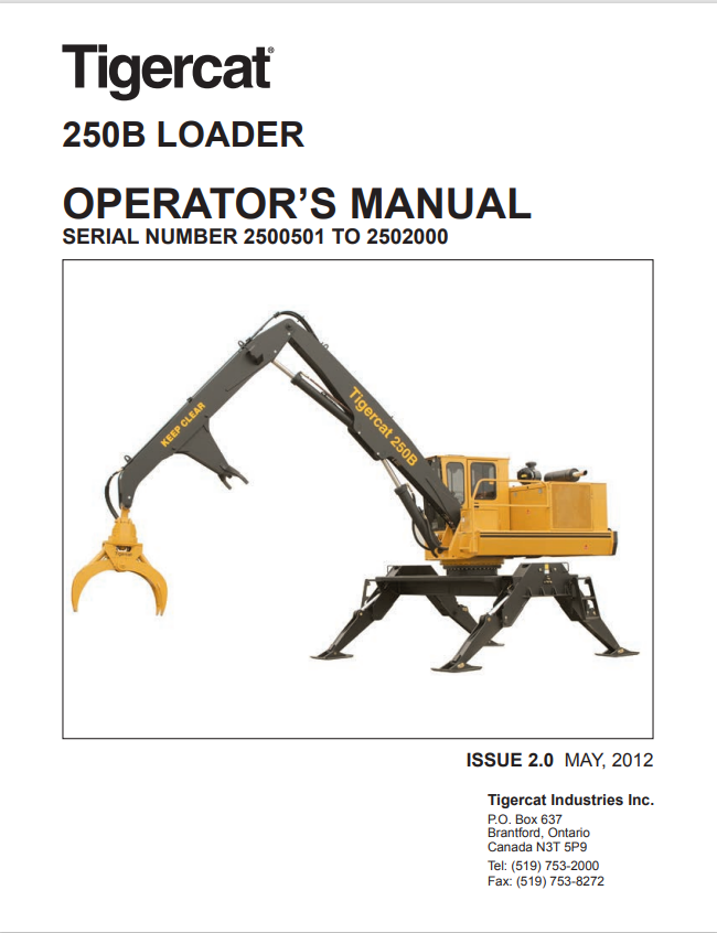 Tigercat 250B Loader Operator Manual 28638A