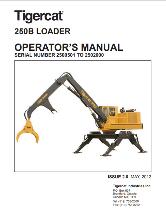 Tigercat 250B Loader Operator Manual 28638A