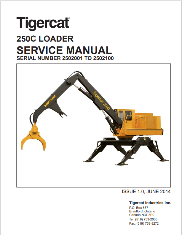 Tigercat 250C Loader Service Manual 37675AENG
