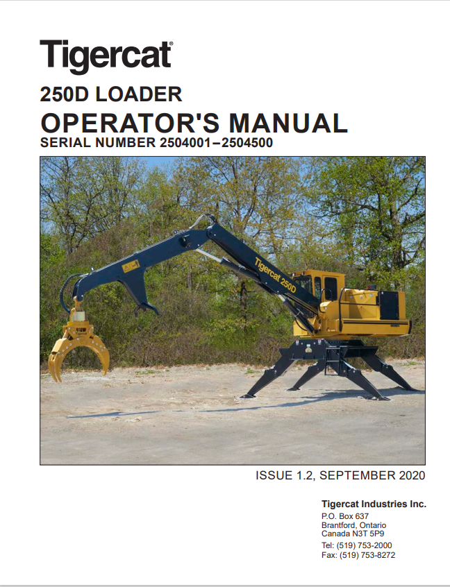 Tigercat 250D Loader Operator Manual 62470AENG