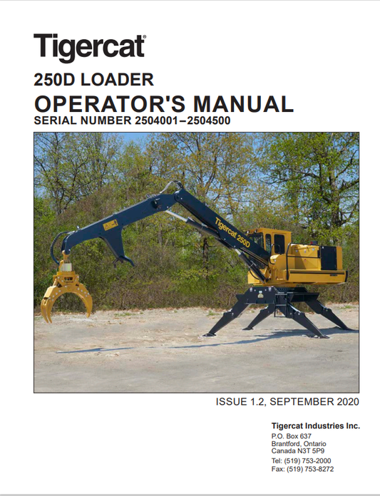Tigercat 250D Loader Operator Manual 62470AENG