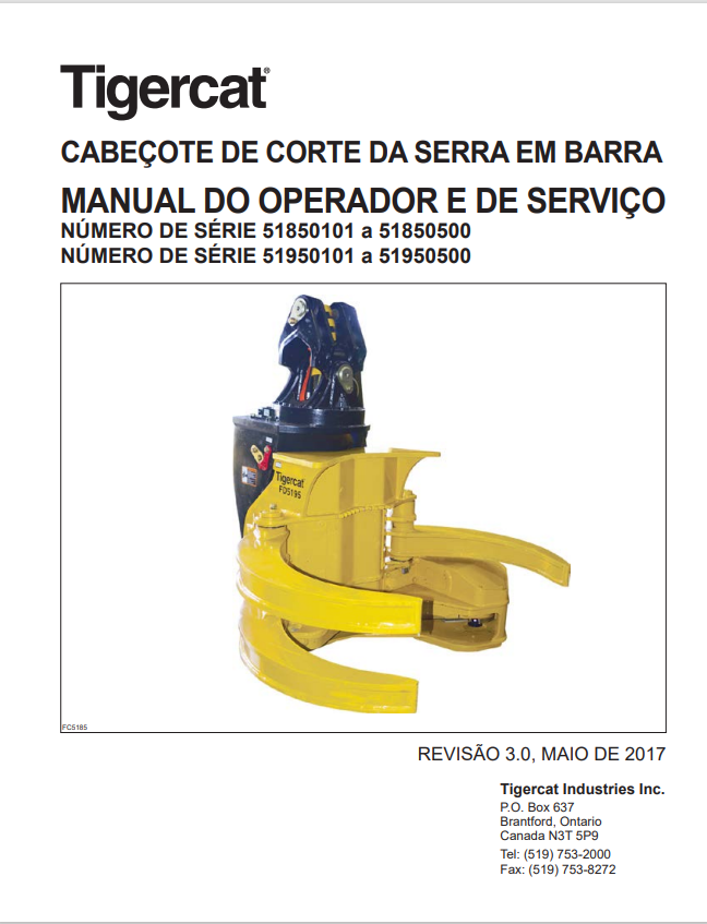 Tigercat 38486A Bar Saw Cutting Head Operator And Service Manual 38486AENG