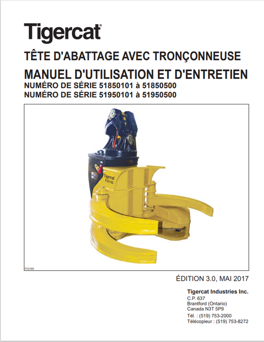 Tigercat 38486A Felling Head With Chainsaw User And Maintenance Manual 38486AENG