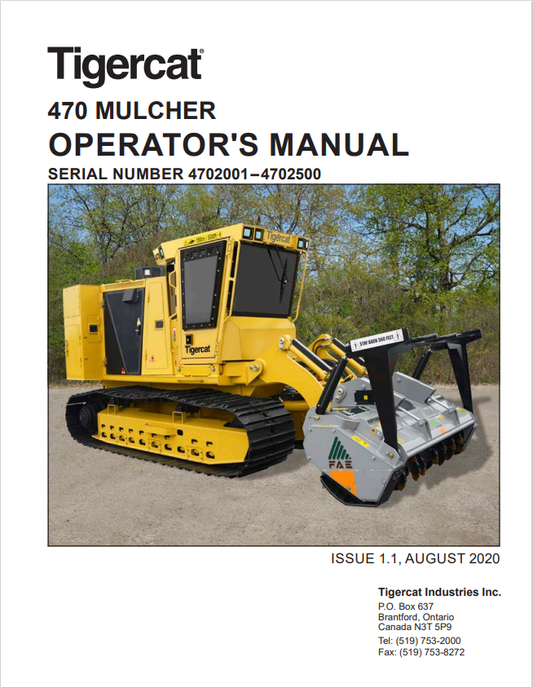 Tigercat 470 Mulcher Operator Manual 55990AENG