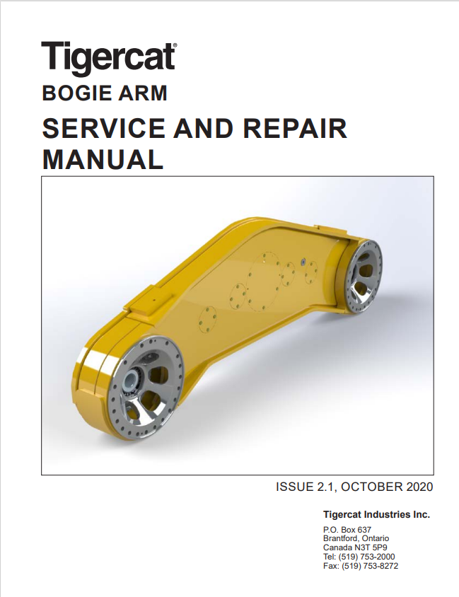Tigercat 47732A Bogie Arm Service And Repair Manual 47731AENG