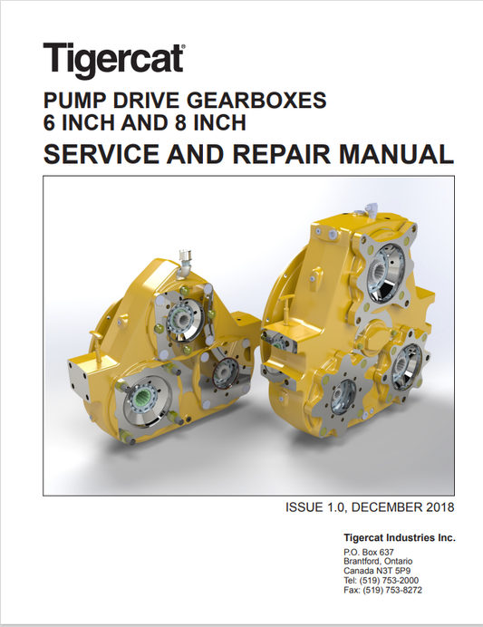 Tigercat 47736A Pump Drive Gearboxes 6 Inch And 8 Inch Service And Repair Manual 47736AENG