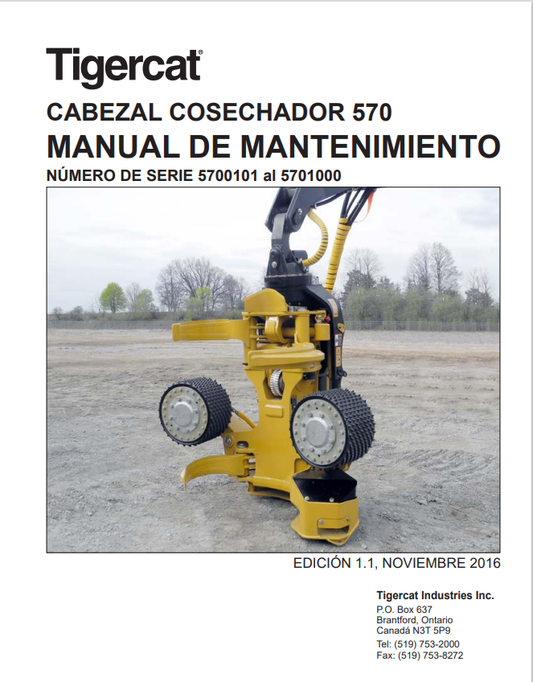 Tigercat 570 Harvesting Head Maintenance Manual 45353AENG
