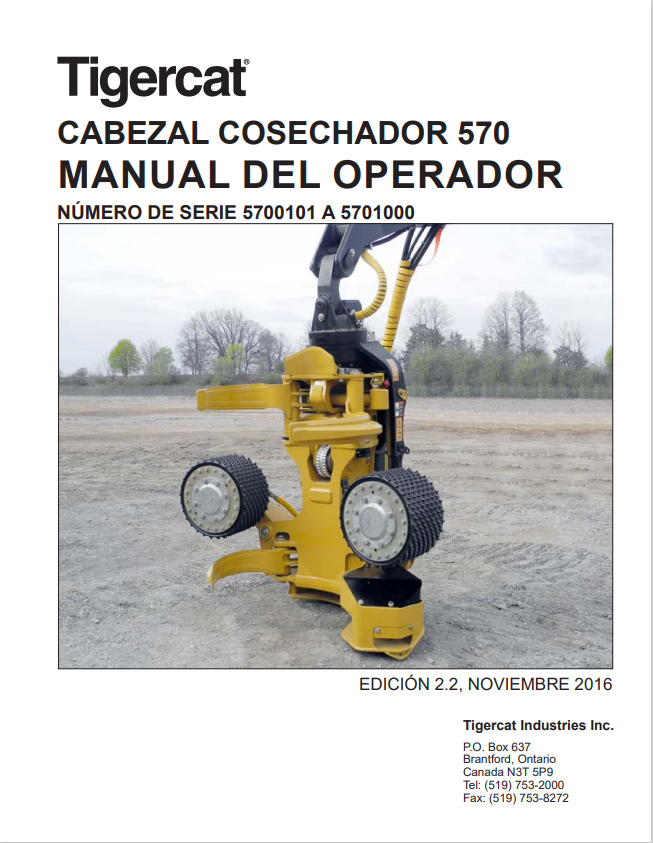 Tigercat 570 Harvesting Head Operator Manual 45353AENG