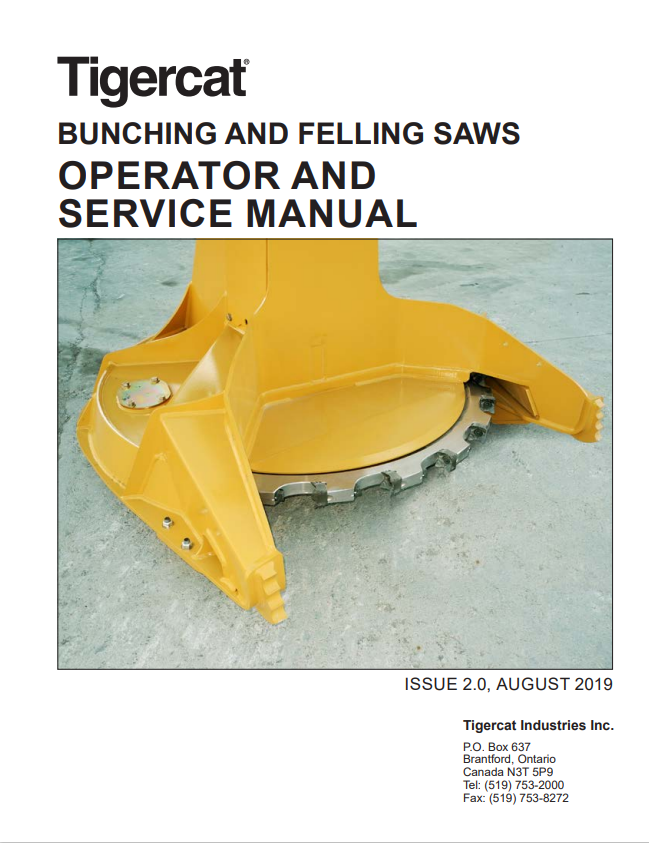 Tigercat 59003A Bunching And Felling Saws Operator And Service Manual 59003AENG