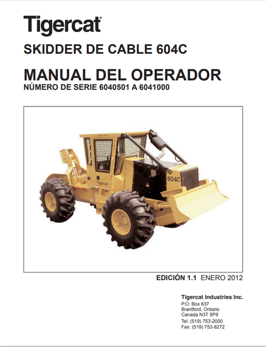 Tigercat 604C Cable Skidder Operator Manual 26694A
