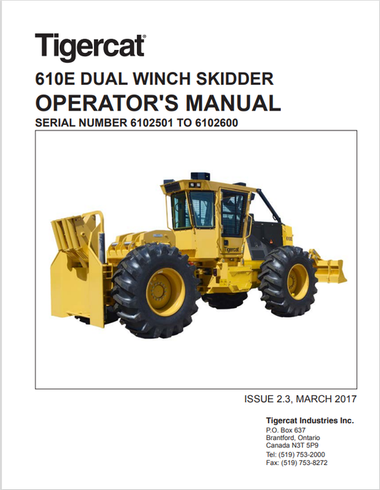 Tigercat 610E Dual Winch Skidder Operator Manual 44471AENG