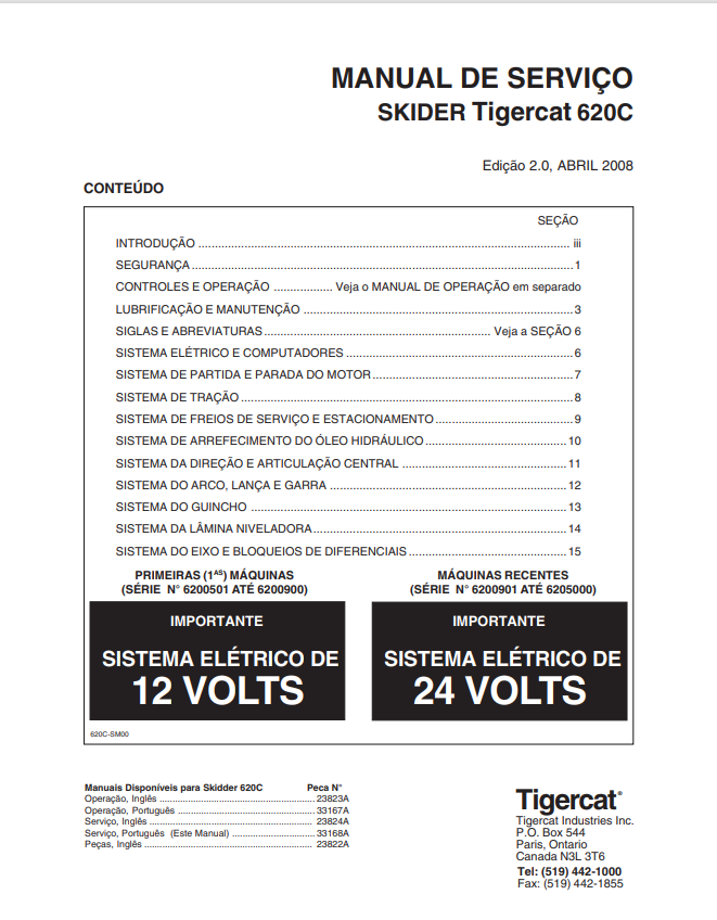 Tigercat 620C Skirt Service Manual 23824A