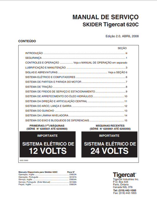 Tigercat 620C Skirt Service Manual 23824A