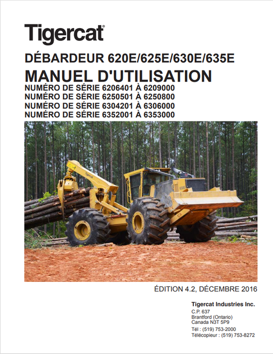 Tigercat 620E, 625E, 630E, 635E Tank Top User Manual 42837AENG