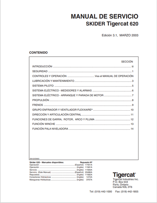 Tigercat 620 Skidder Service Manual 11583A