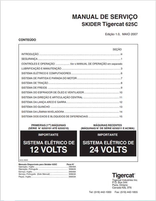 Tigercat 625C Skirt Service Manual 26648A