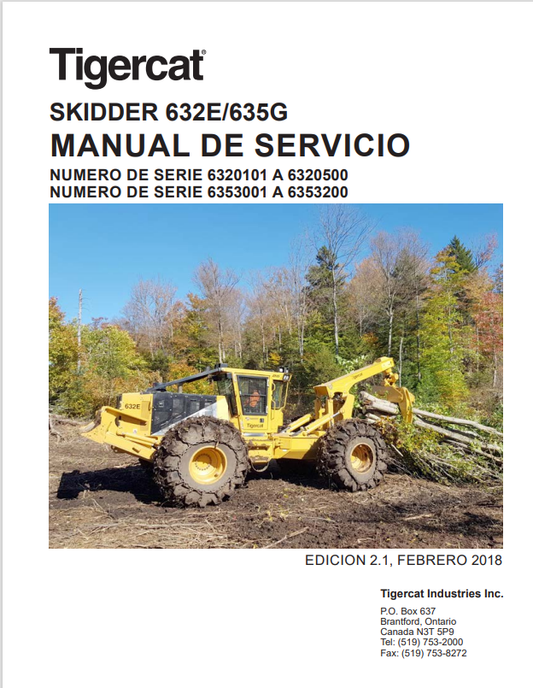 Tigercat 632E, 635G Skidding Tractor Service Manual 47997AENG