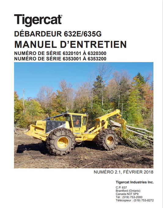 Tigercat 632E, 635G Tank Top Maintenance Manual 47998A