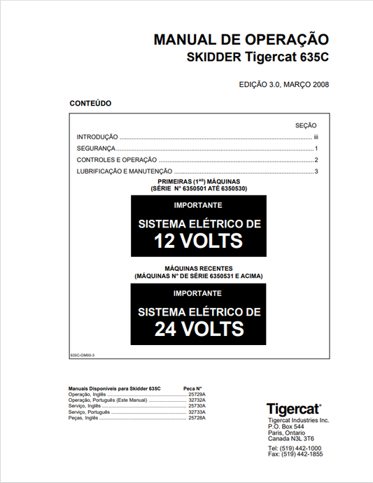 Tigercat 635C Skidder Operating Manual