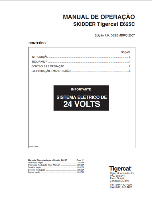 Tigercat 635C Skidder Operating Manual 32476A