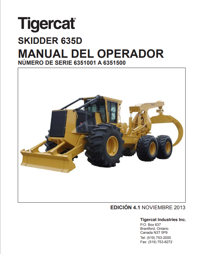 Tigercat 635D Skidder Operator Manual 33283A